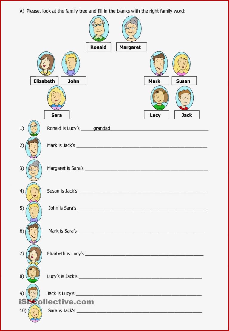 Family Tree Worksheet Family Worksheet Family Tree Esl