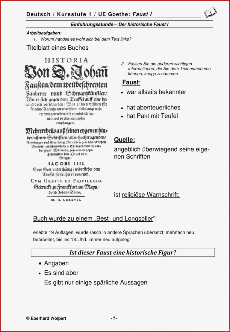 Faust Arbeitsblätter Lösungen Worksheets