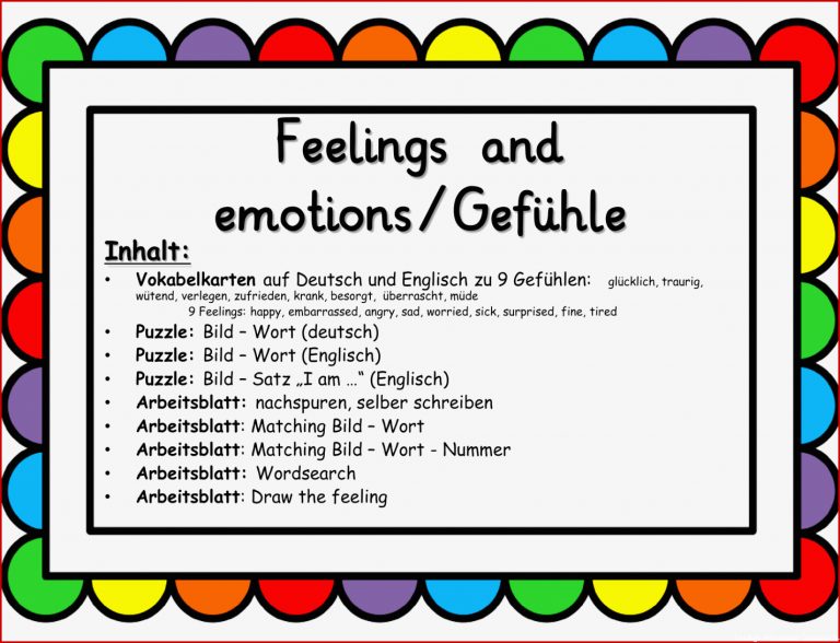 Feelings Englisch Grundschule Arbeitsblätter Gefühle