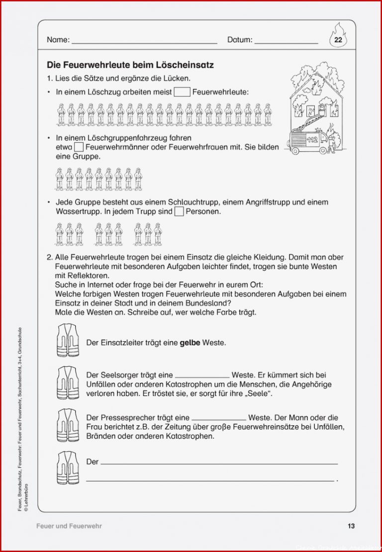 Feuer Grundschule Arbeitsblätter Worksheets