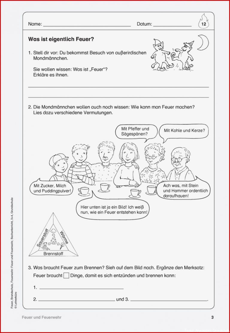 Feuer Grundschule Arbeitsblätter Worksheets