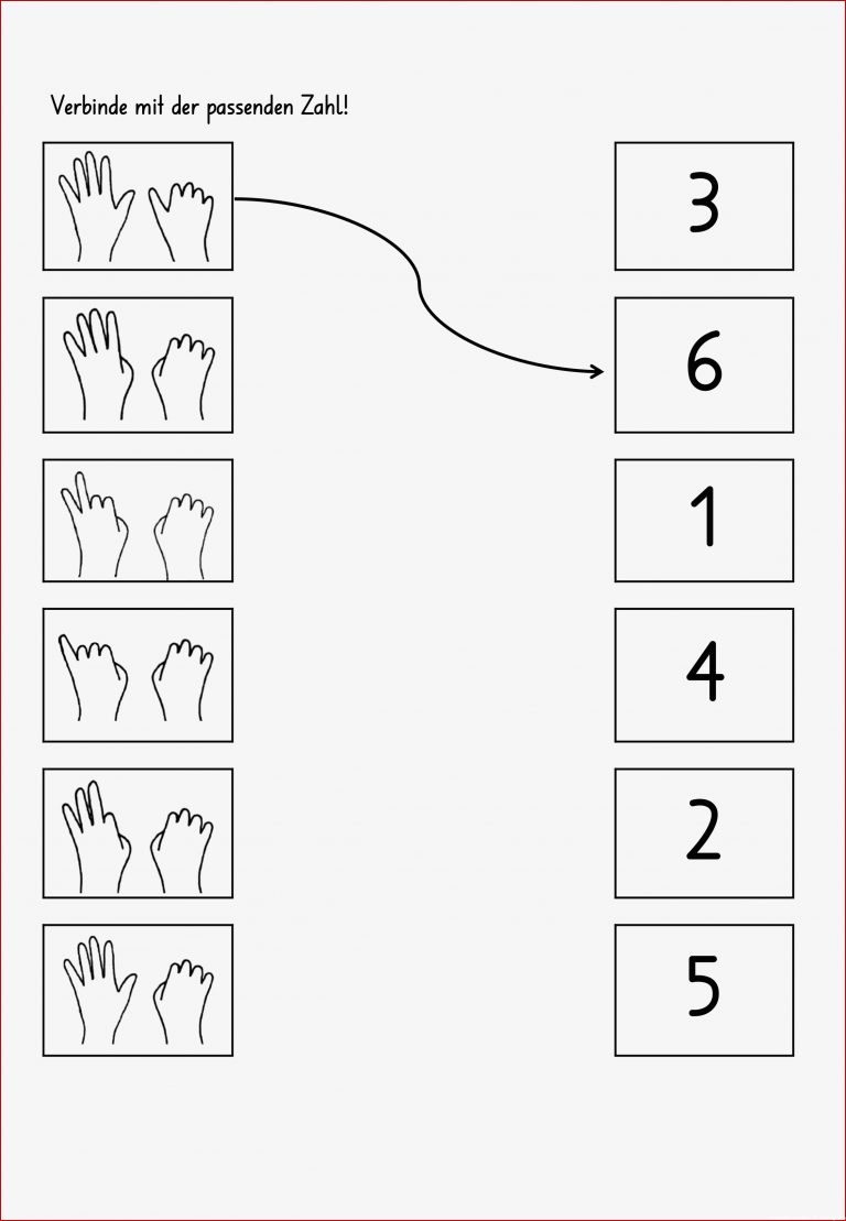 Fingerbild und Zahlen verbinden – Unterrichtsmaterial im