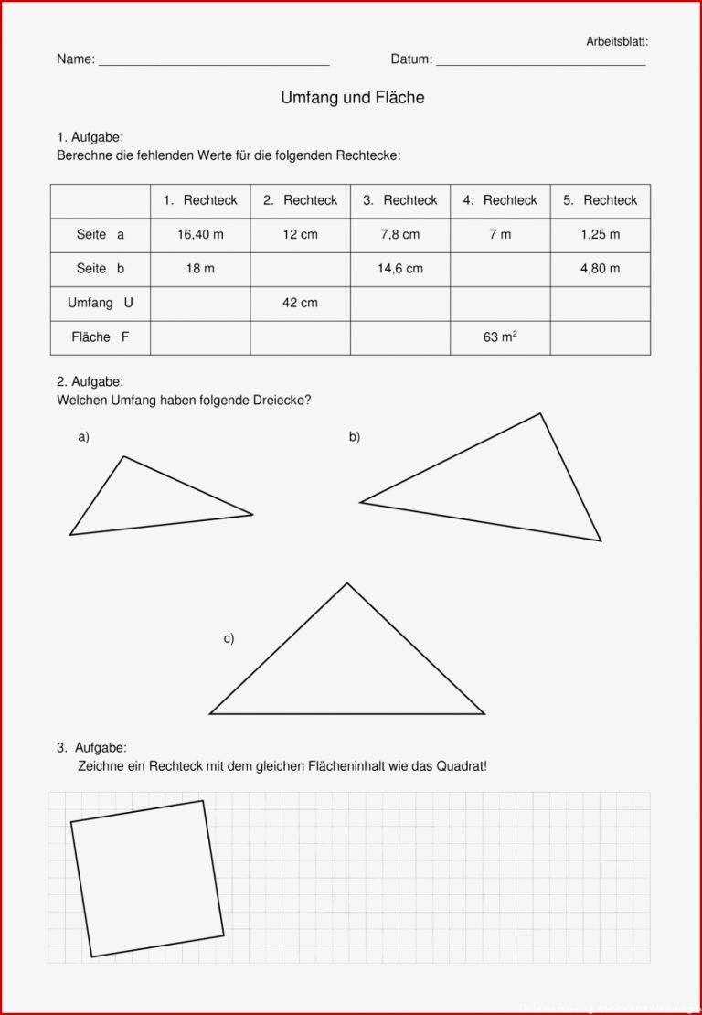 Flächenberechnung 6 Klasse Arbeitsblätter Mit Lösungen