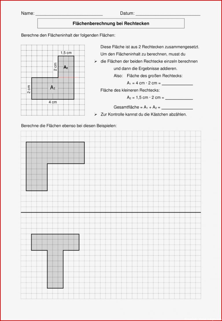 Flächenberechnung 6 Klasse Arbeitsblätter Mit Lösungen