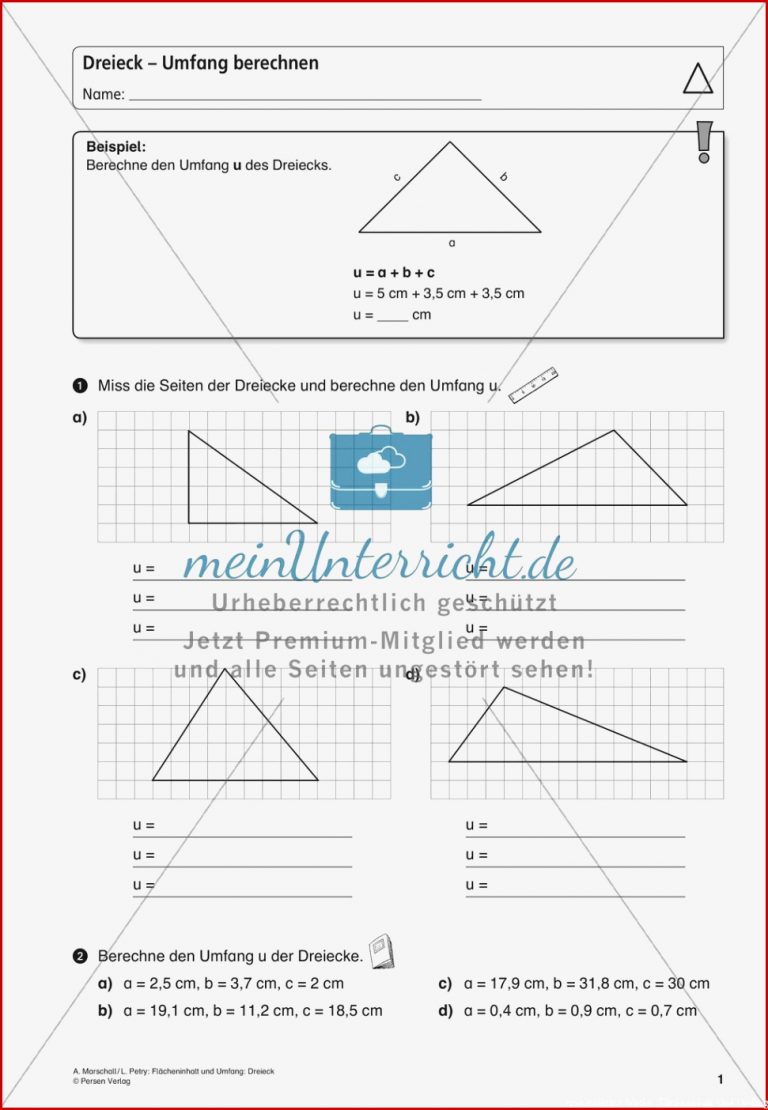 Flächeninhalt Und Umfang Das Dreieck Meinunterricht