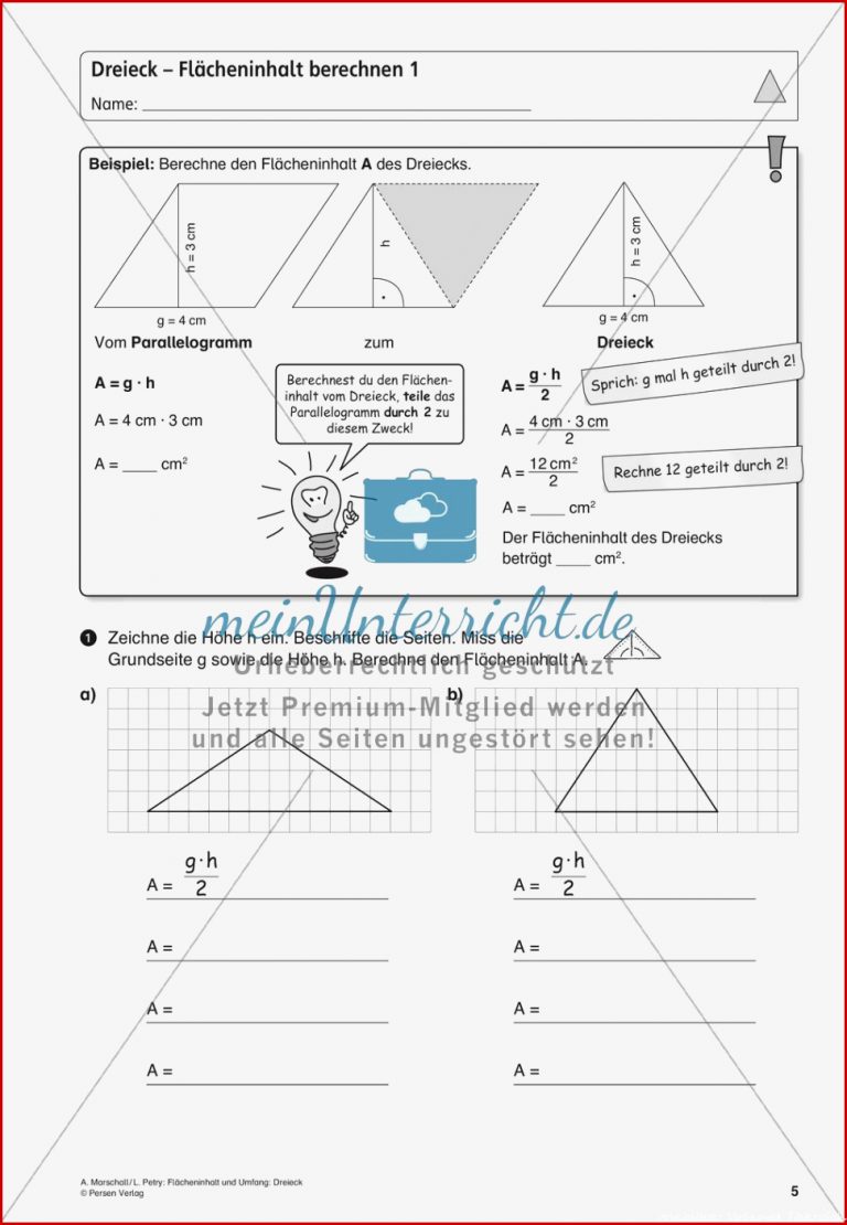 Flächeninhalt Und Umfang Das Dreieck Meinunterricht