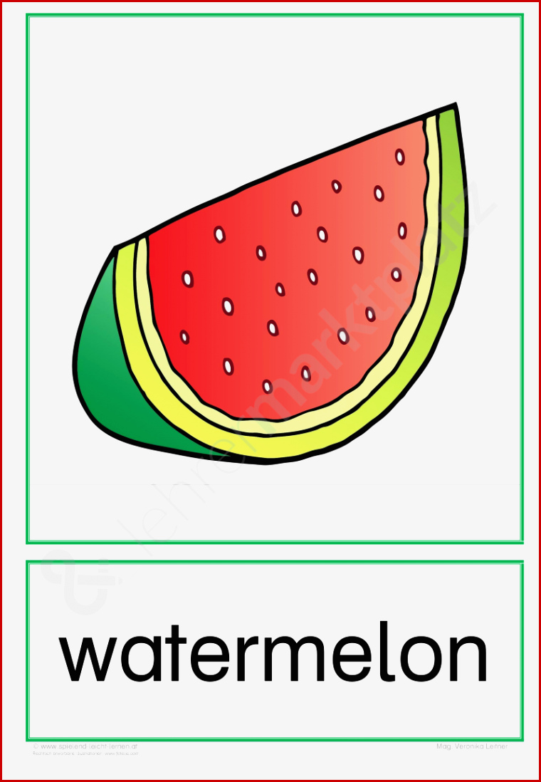 Flashcard Wassermelone Unterrichtsmaterial