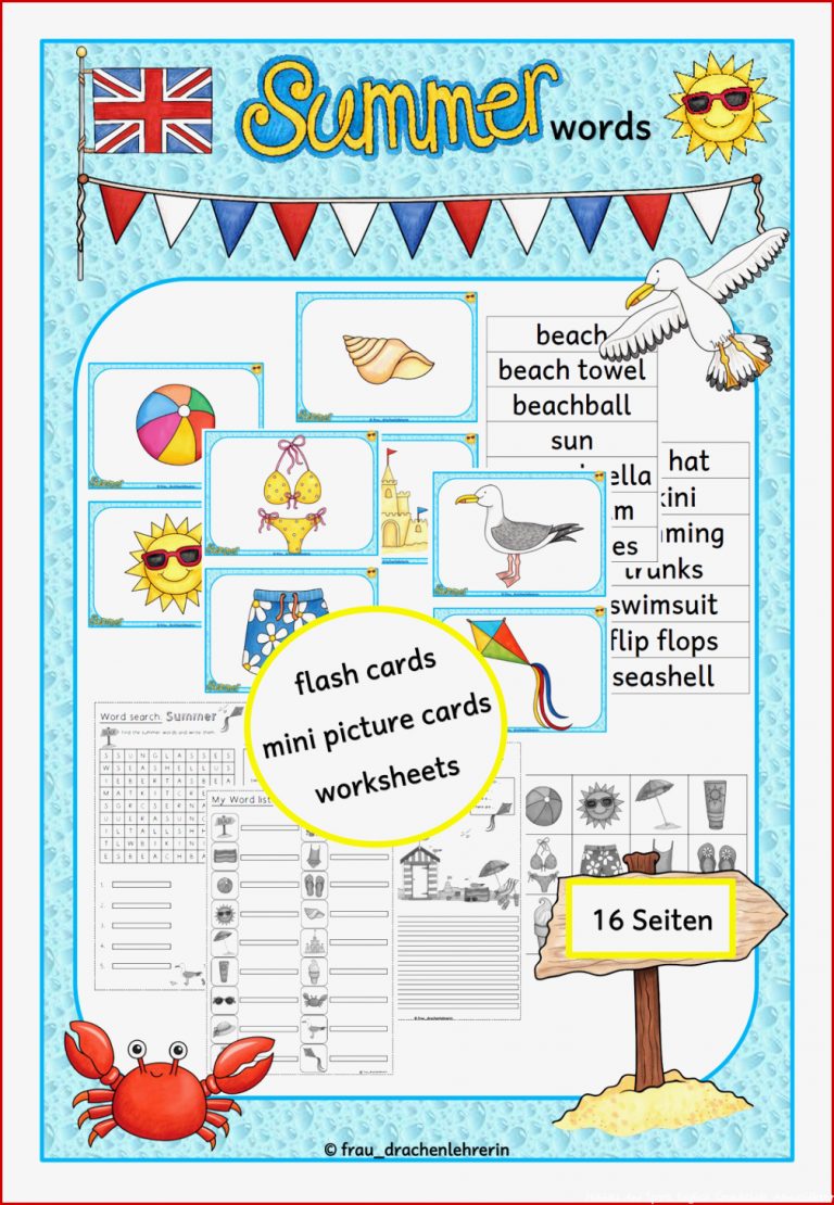 Flashcards Summer – Unterrichtsmaterial Im Fach Englisch