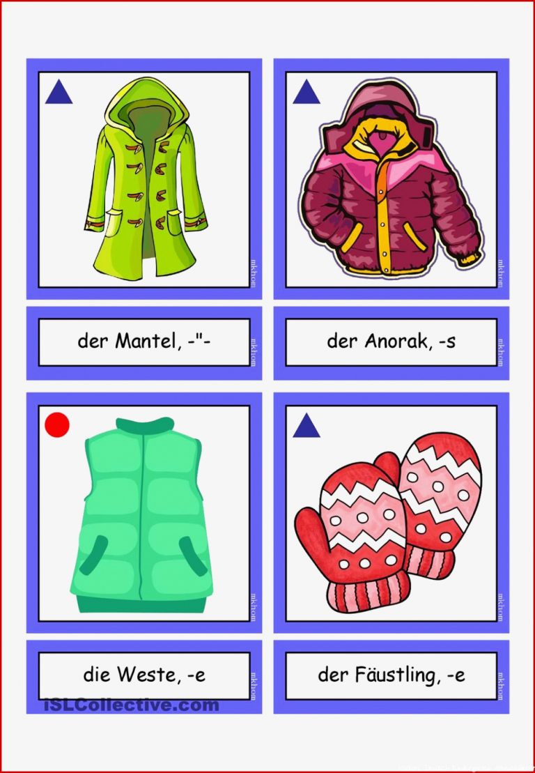 Flashcards Winterbekleidung mittel