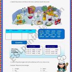 Food and Drinks Manymuchsomeany Esl Worksheet by Vand