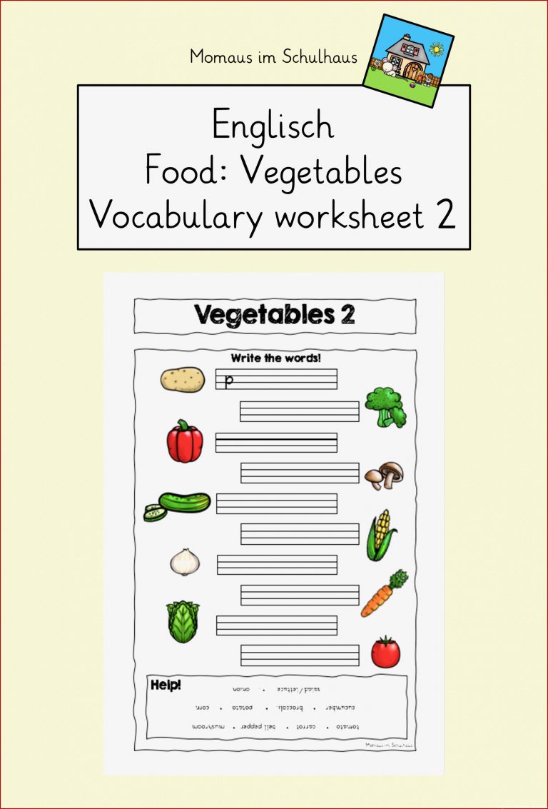 Food Ve ables Worksheet 2 Arbeitsblatt Gemüse