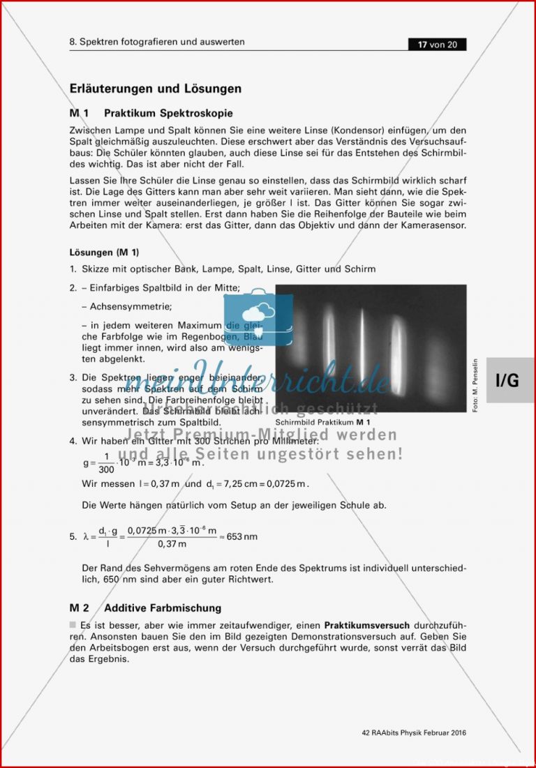 Fotografie und Auswertung von Spektren meinUnterricht