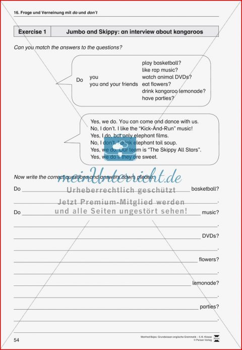 Frage Und Verneinung Mit Do Und Don T Bzw Does Und Doesn