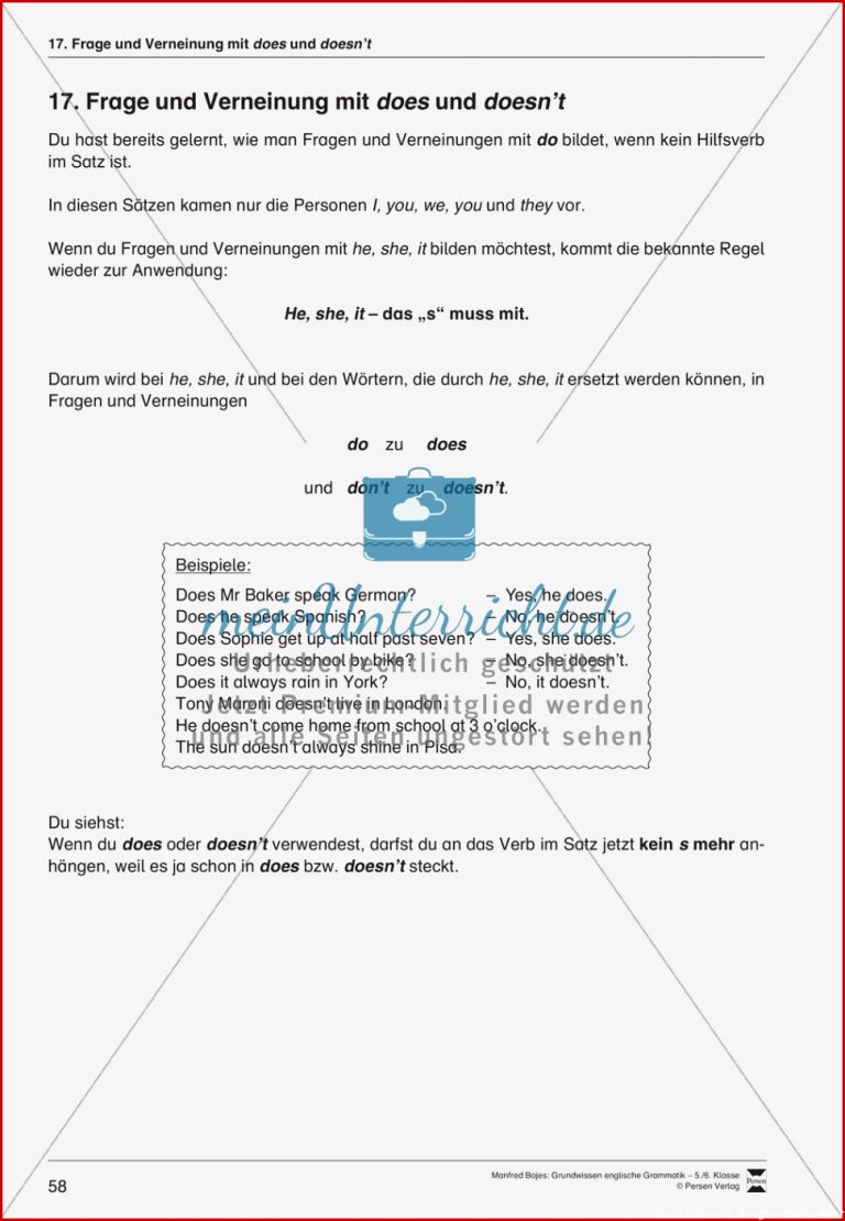 Frage Und Verneinung Mit Do Und Don T Bzw Does Und Doesn