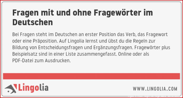 Fragen mit und ohne Fragewörter im Deutschen