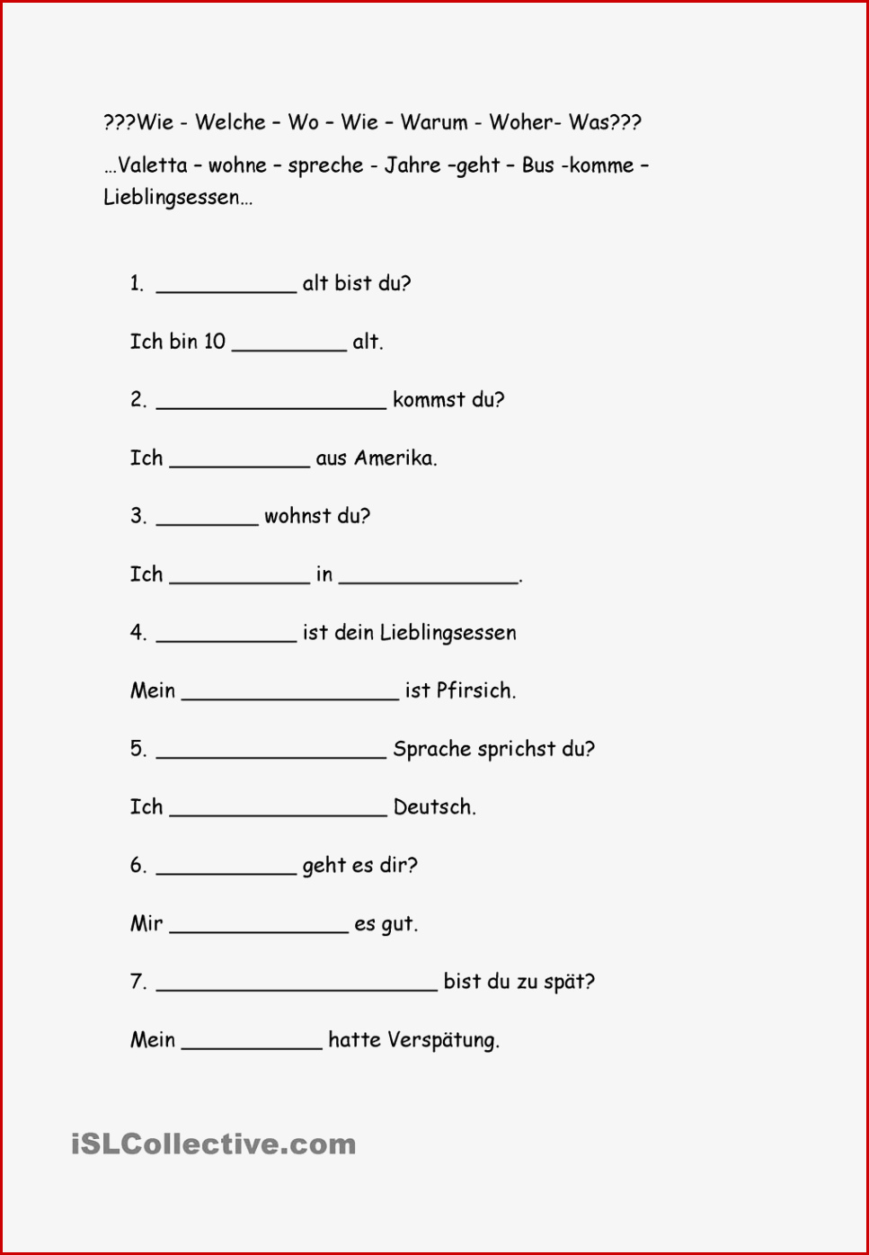 Fragewörter Englisch Arbeitsblätter Worksheets