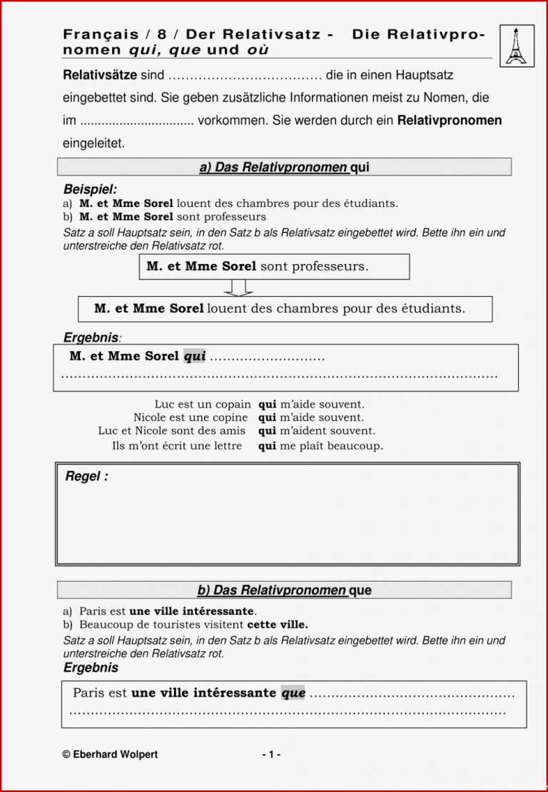 Französisch Arbeitsblätter Klasse 7 Worksheets