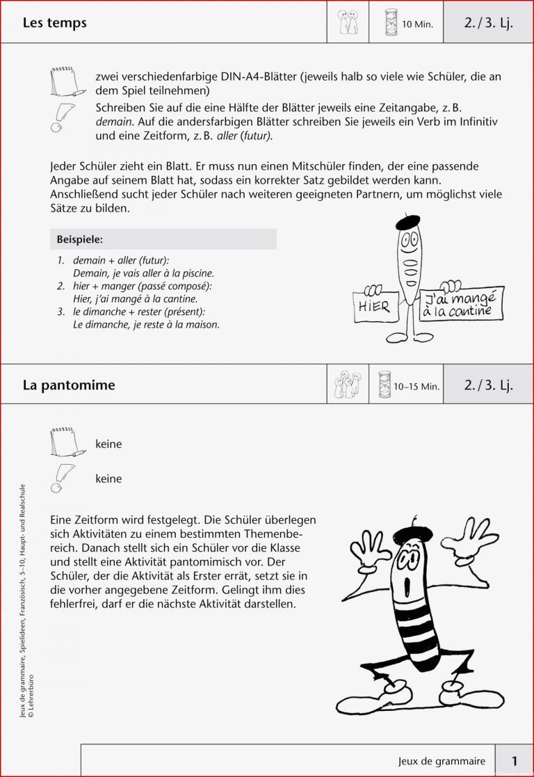Französisch · Arbeitsblätter · Sekundarstufe I · Lehrerbüro