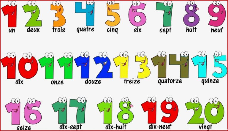 Französische Zahlen 1 20 kinderbilderwnload