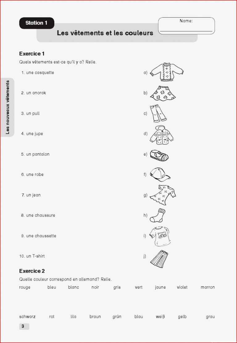 Franzosisch Arbeitsblatter Zum Ausdrucken