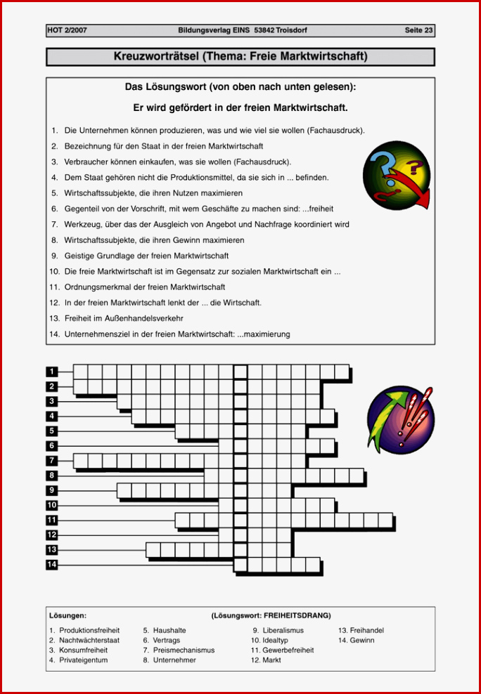 Freie Marktwirtschaft Kreuzworträtsel Verlage Der