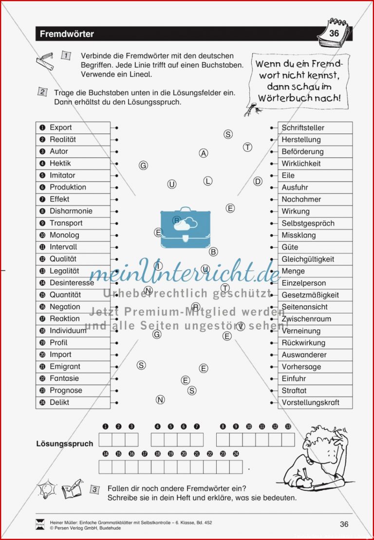 Fremdwörter Übungen und Lösung meinUnterricht