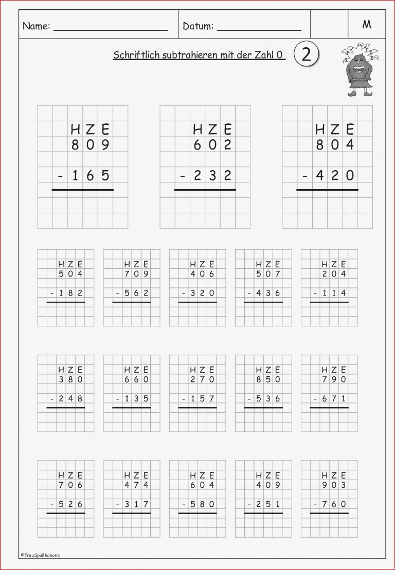 Für Schriftliche Subtraktion Habe Ich Einige