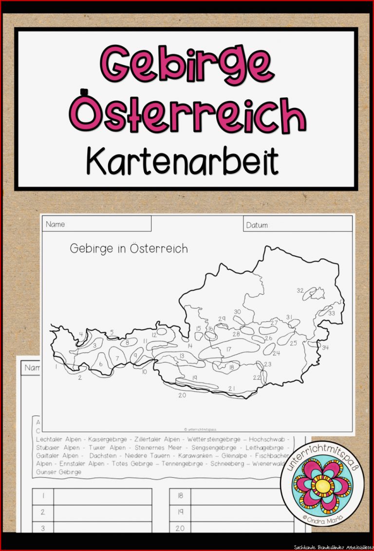 Gebirge Österreichs Kartenarbeit – Unterrichtsmaterial