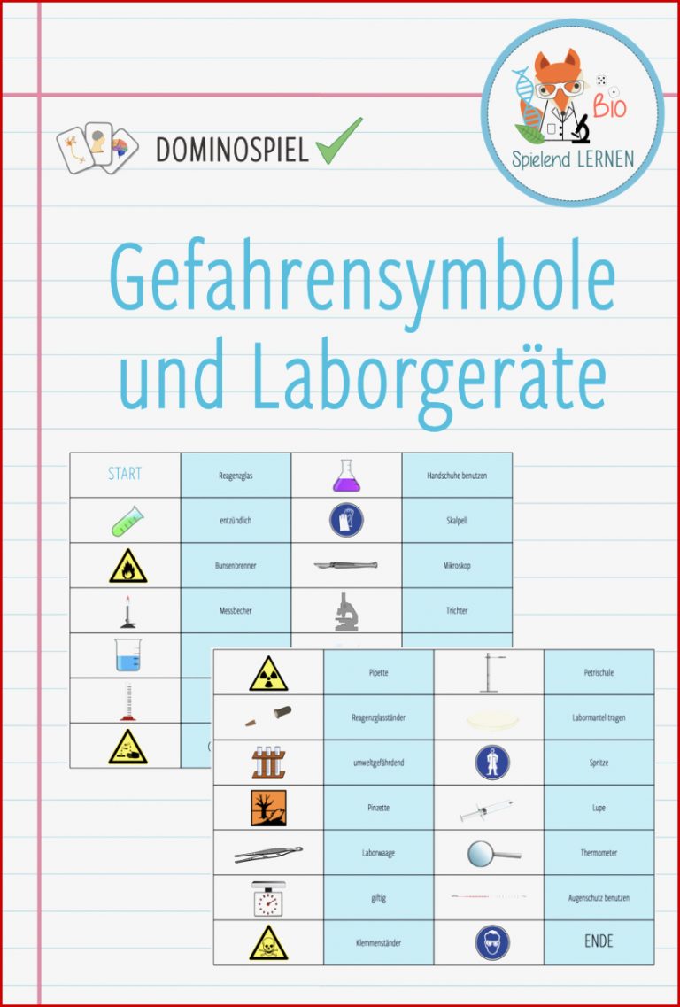 Gefahrensymbole Domino Spiel – Unterrichtsmaterial im