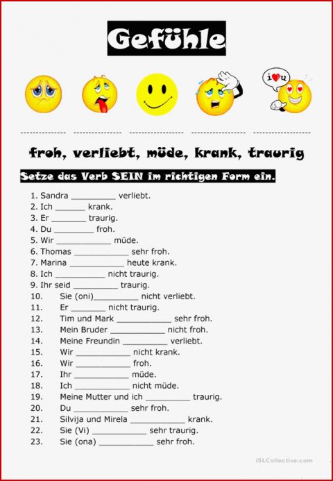 Gefuehle Arbeitsblatt Kostenlose Daf Arbeitsblätter
