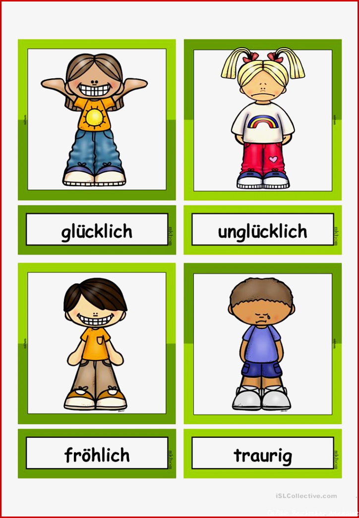 Gefühle & Emotionen 1 Flashcards klein Deutsch Daf