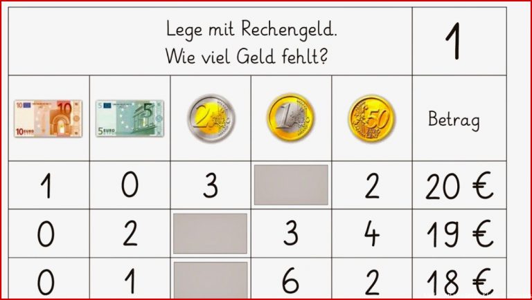 Geldbeträge Rechnen Mit Geld 2 Klasse Arbeitsblätter