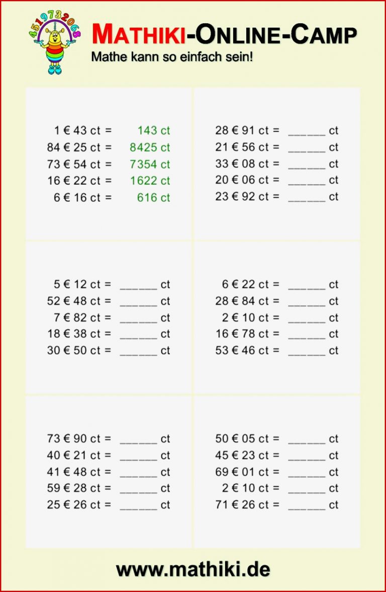 Geldbeträge umwandeln I Klasse 5 6