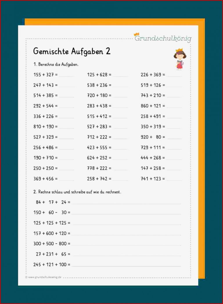 Gemischte Aufgaben Ad Ren Subtrahieren Im Zahlenraum 1000