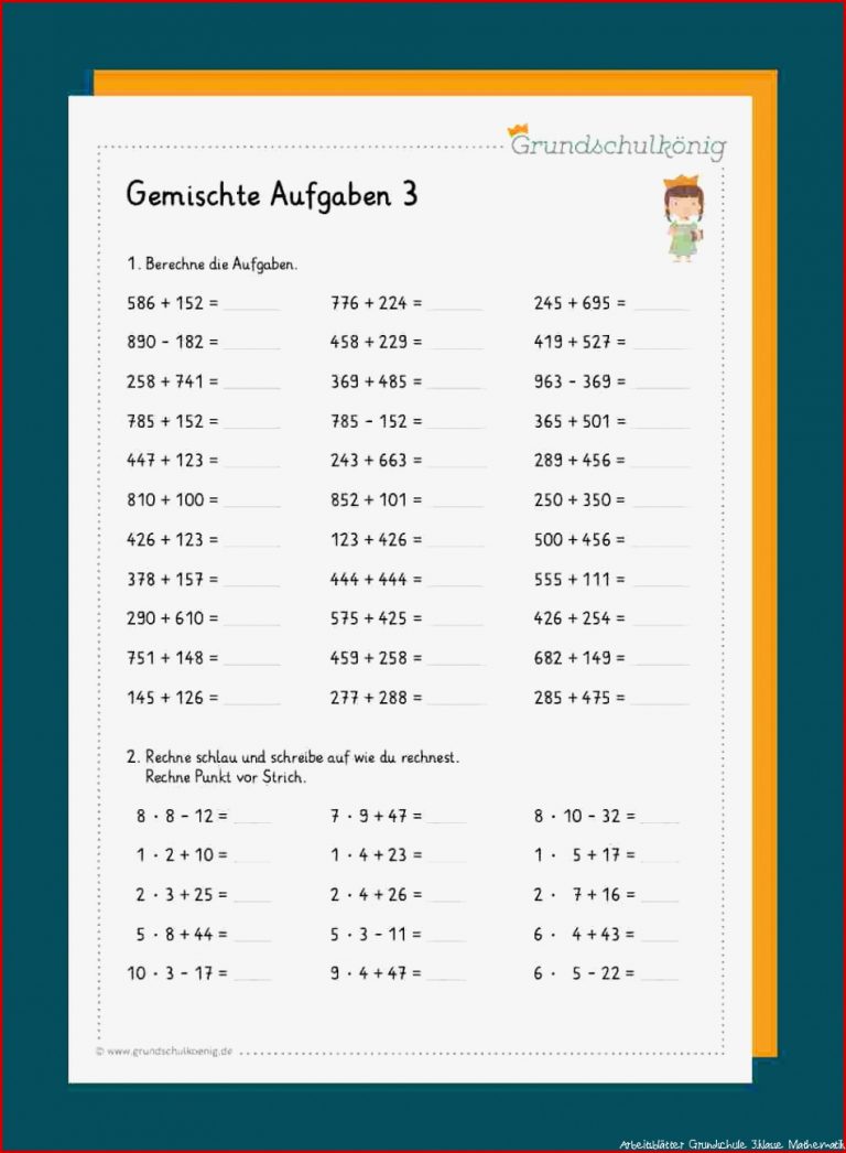 Gemischte Aufgaben: Addieren / Subtrahieren Im Zahlenraum 1000