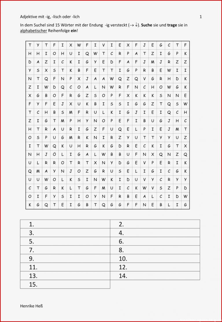 Genial Arbeitsblätter Adjektive Mit Ig Lich