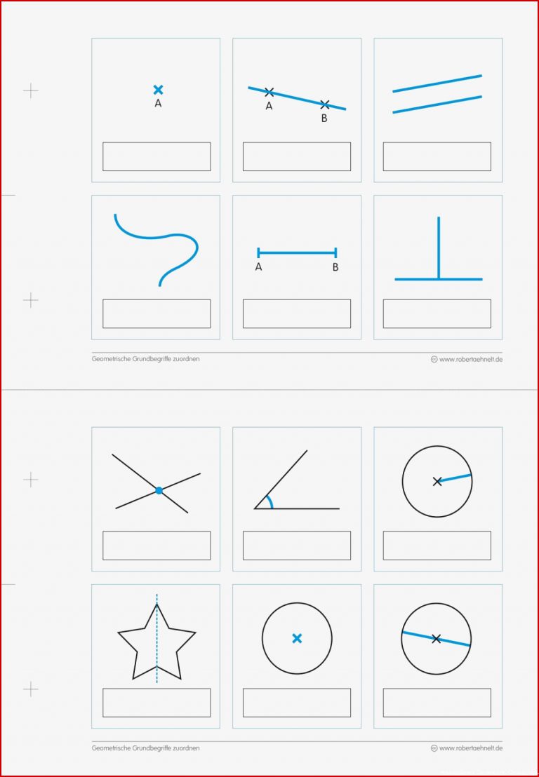 Geometrie Arbeitsblatt A5 lang Grundbegriffe 1