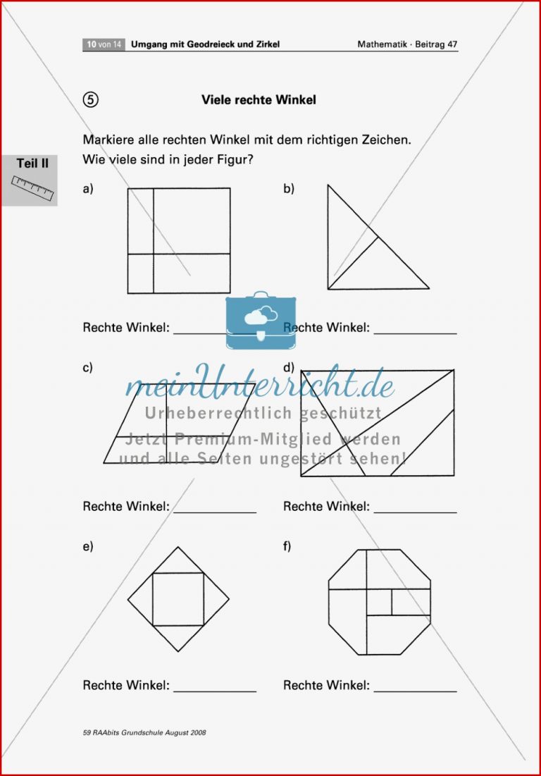 Geometrie Aufgaben zum Zeichnen und Erkennen von rechten