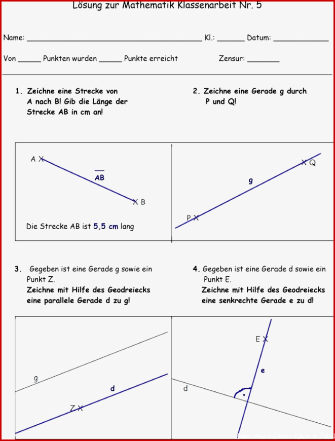 Geometrie Klasse 5 Arbeitsblätter Worksheets
