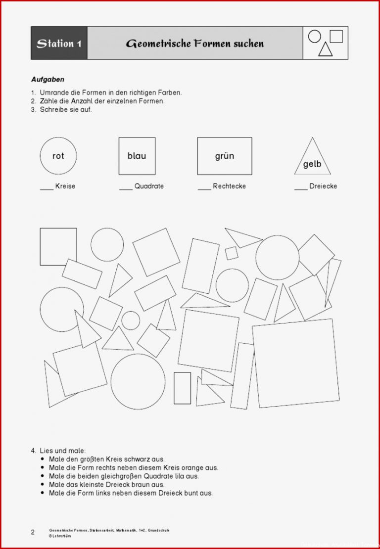 Geometrische Formen Arbeitsblatter Kostenlose Übungen
