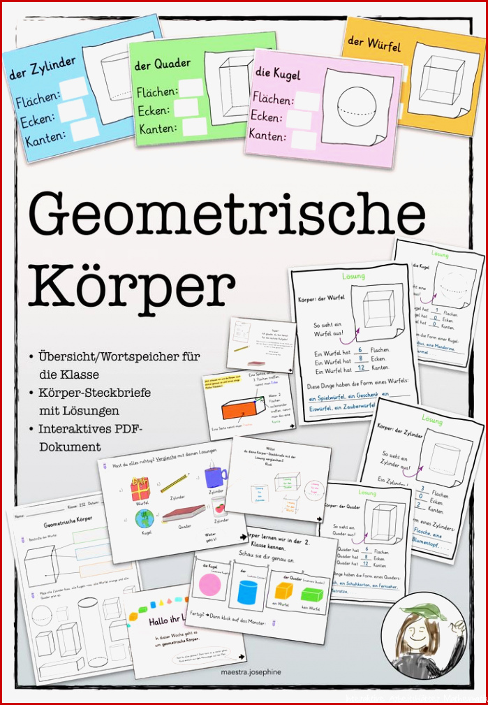 Geometrische Körper interaktive PDF Übersicht