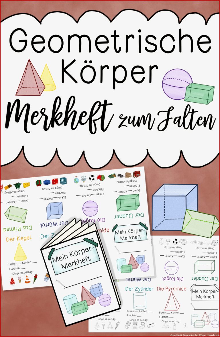 Geometrische Körper Merkheft zum Falten – Körper zuordnen