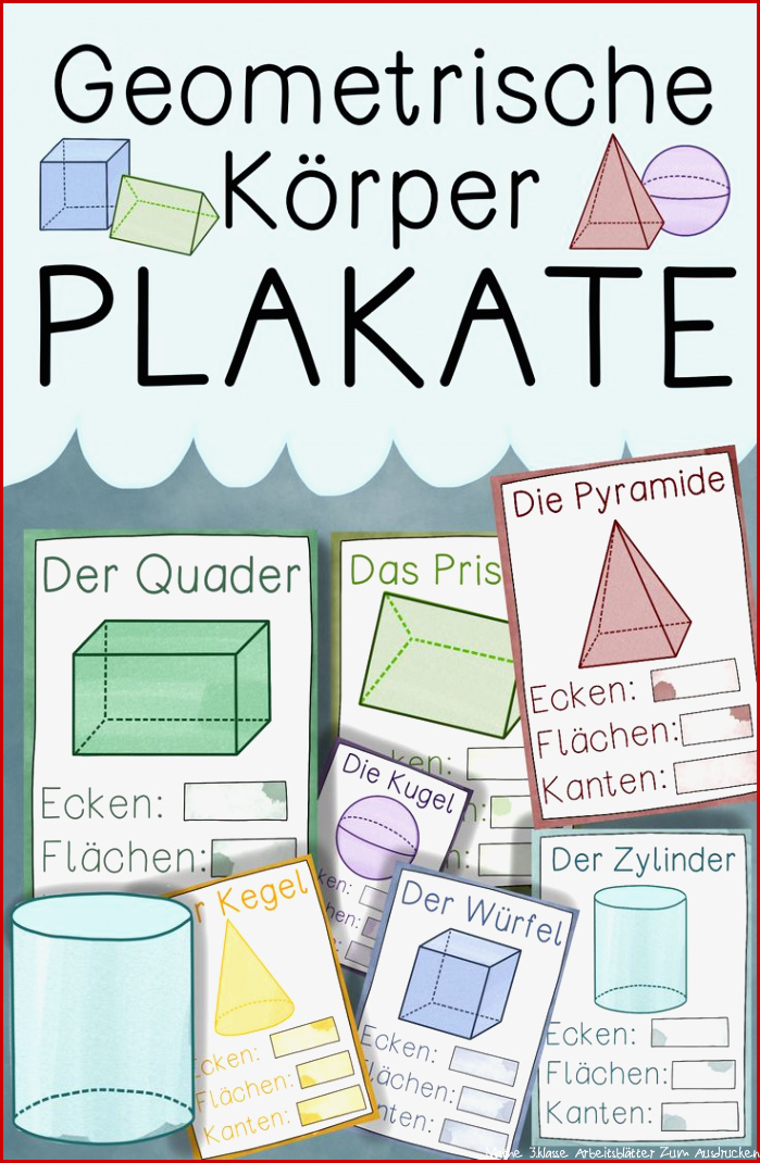 Geometrische Körper Plakate zum Ausfüllen