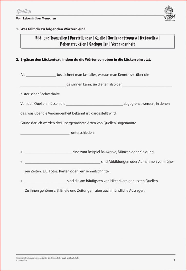 Geschichte · Arbeitsblätter · Sekundarstufe I · Lehrerbüro