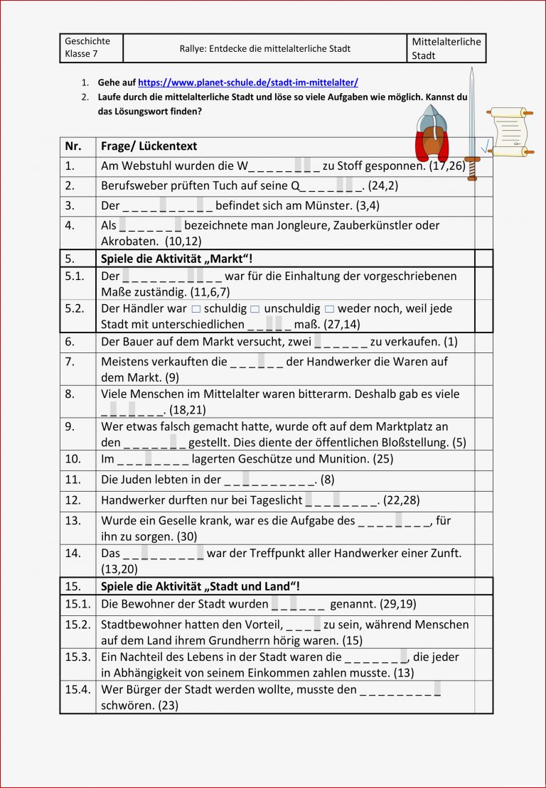 Geschichte Klasse 7 Mittelalter Arbeitsblätter Worksheets