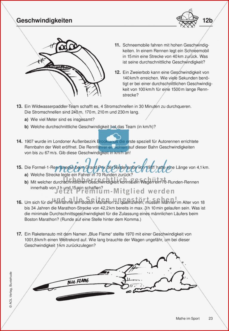 Geschwindigkeiten Übungen Lösungen meinUnterricht