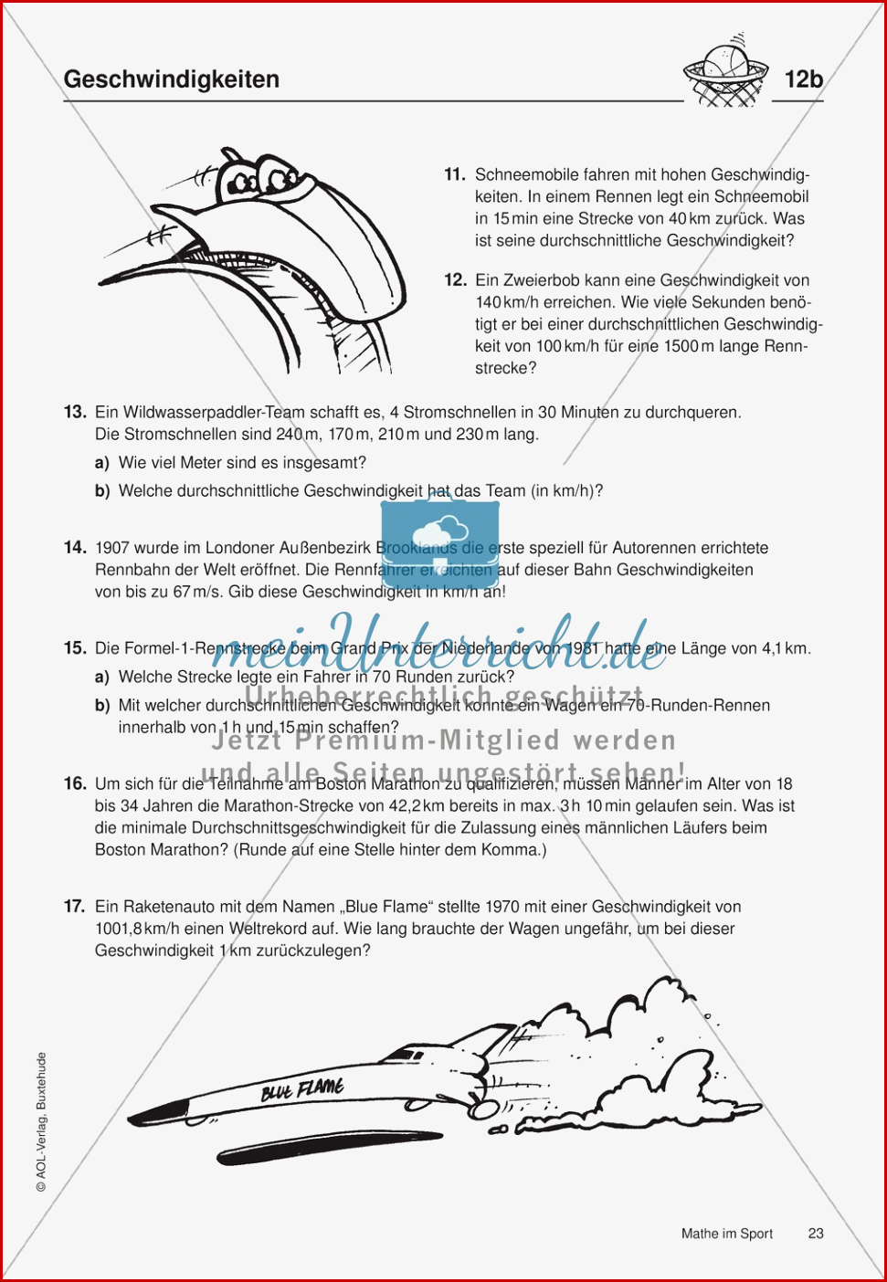 Geschwindigkeiten Übungen Lösungen Meinunterricht