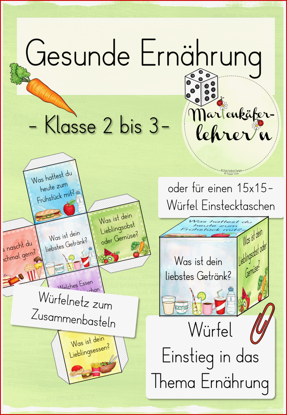 Gesunde Ernährung Gesprächswürfel – Unterrichtsmaterial