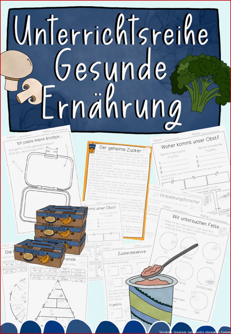 Gesunde Ernährung Unterrichtsreihe Arbeitsblätter Texte