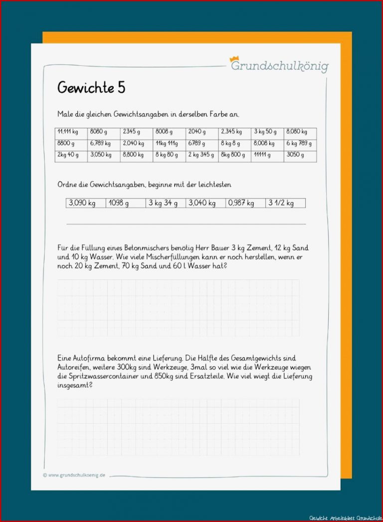 Gewichte Grundschule Material Felipa Allen Grundschule